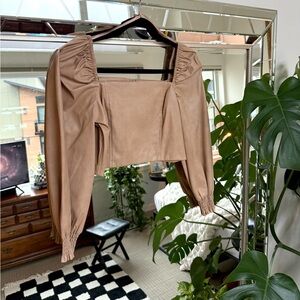 7 For All Mankind Faux Leather Crop Top